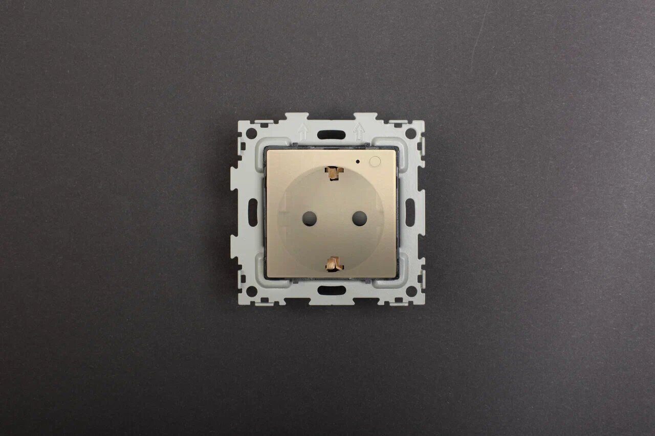 Розетка электрическая шампань с заземлением 16А на стандарте ZigBee CGSS GL-W160A-ZB-BGG
