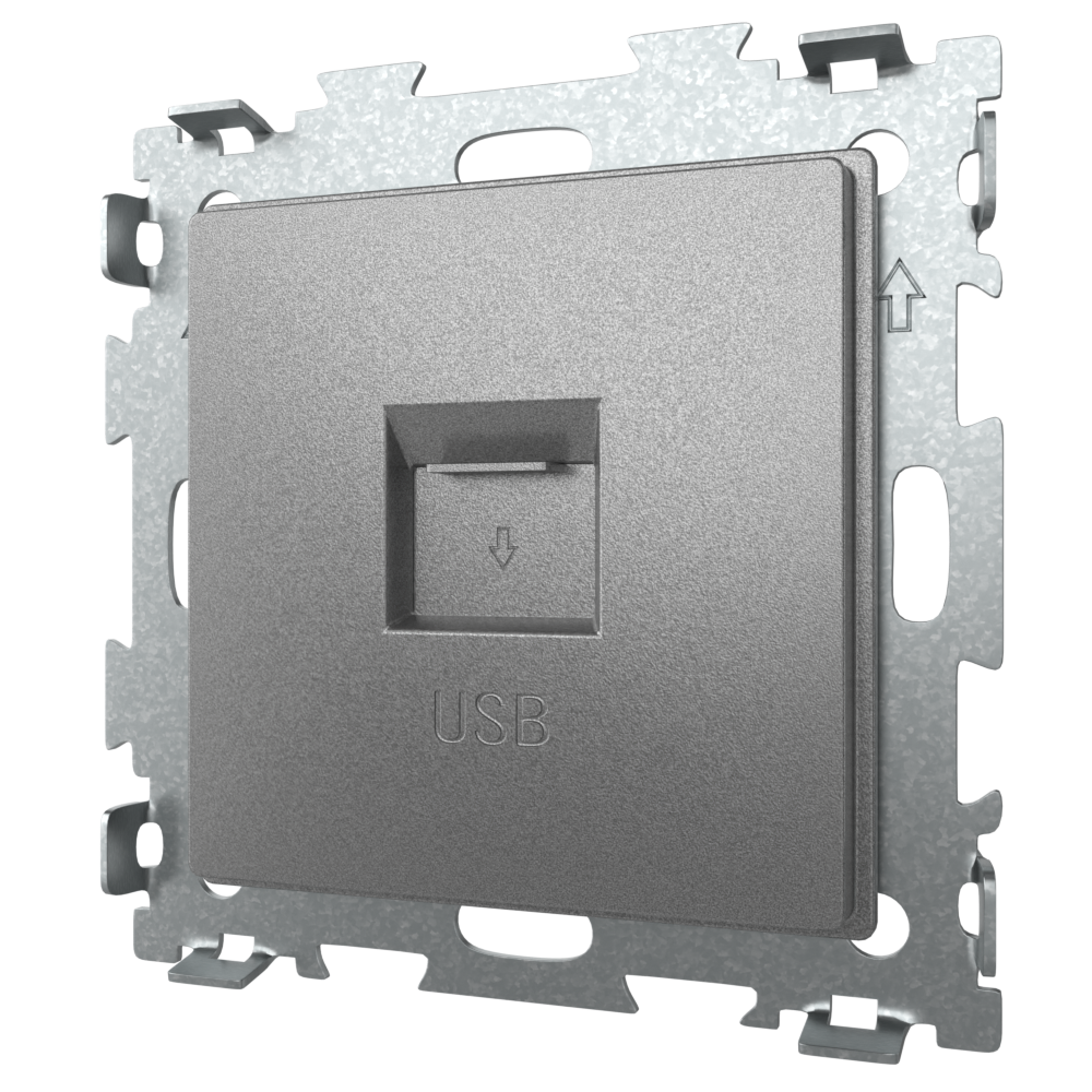 Розетка USB 2.1А цвет серая платина CGSS GL-W201U-GPG