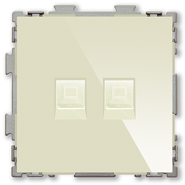 Розетка компьютерная RJ45 кат. 5e двойная бежевая "Практика" CGSS PL-W201C2-BGG