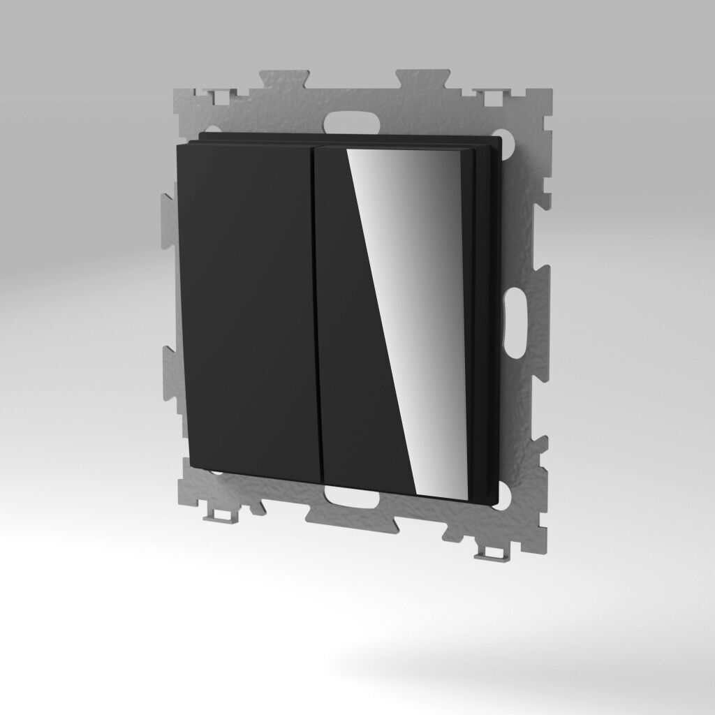 Выключатель двухклавишный черный CGSS GL-W102-BCG