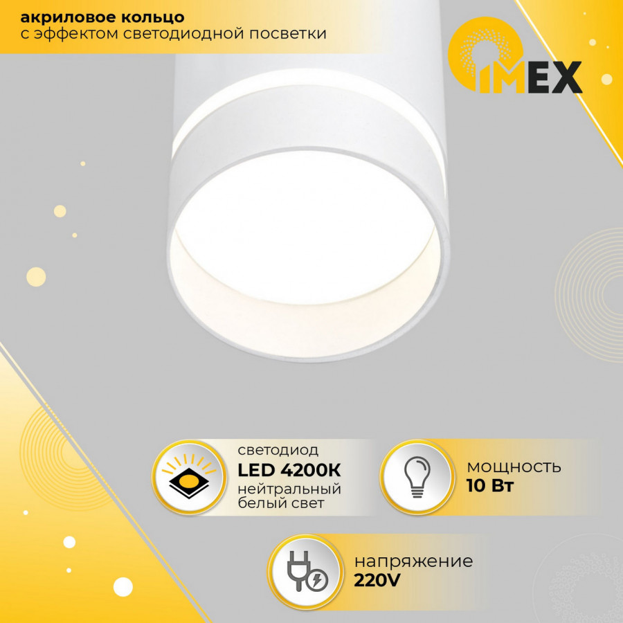 Светильник 10W подвесной 200мм 220V, LED 4200K, Белый IL.0005.1600L-P WH IMEX