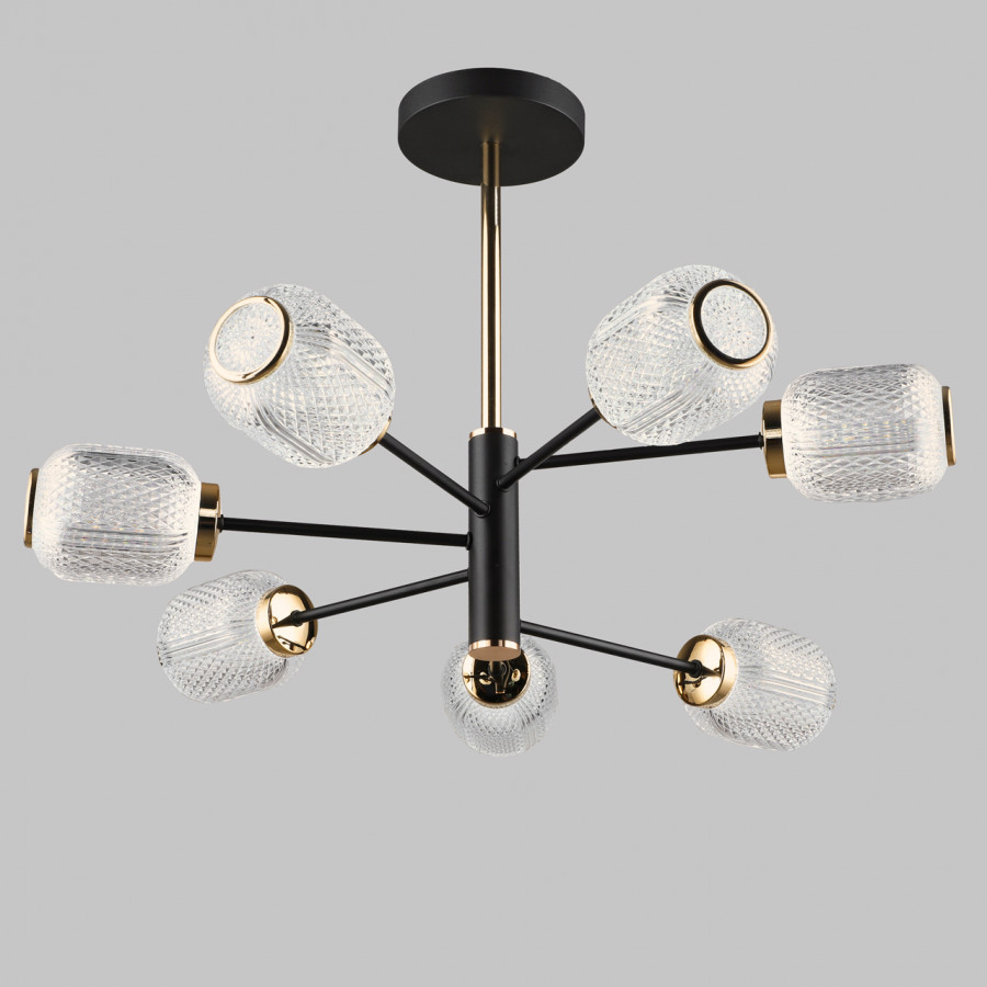 Люстра потолочная LED, 7*6W, 3000K+6500K, черный+золото PLC-7075-680-7 IMEX
