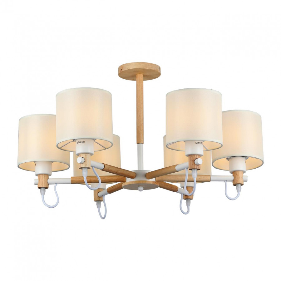 Люстра потолочная Е27 5*60Вт MD.19107-6-S-WOOD+WH IMEX