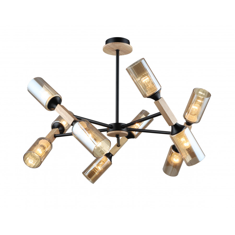 Люстра потолочная 10*Е27 MD.5495-10-S-BK+WOOD IMEX