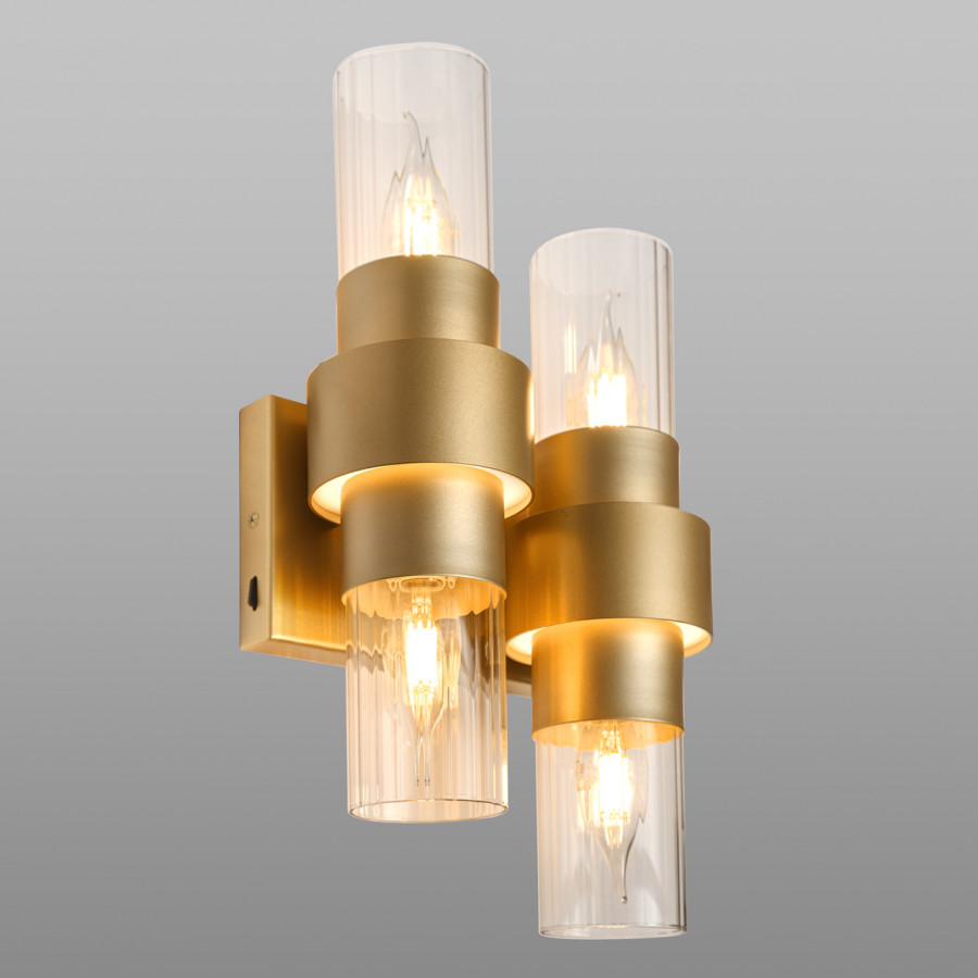 Бра настенное, 4*Е14+LED 5W, 3000К, матовое золото MD.23472-4-W-SGD IMEX Бра настенное, 4*Е14+LED 5W, 3000К, матовое золото MD.23472-4-W-SGD IMEX