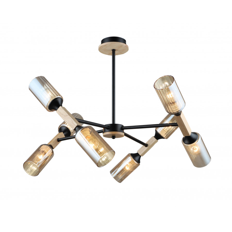Люстра потолочная 8*Е27 MD.5495-8-S-BK+WOOD IMEX