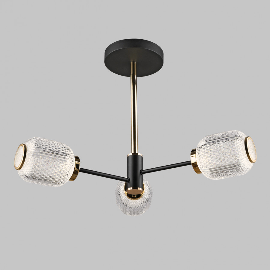 Люстра потолочная LED, 3*6W, 3000K+6500K, черный+золото PLC-7075-600-3 IMEX