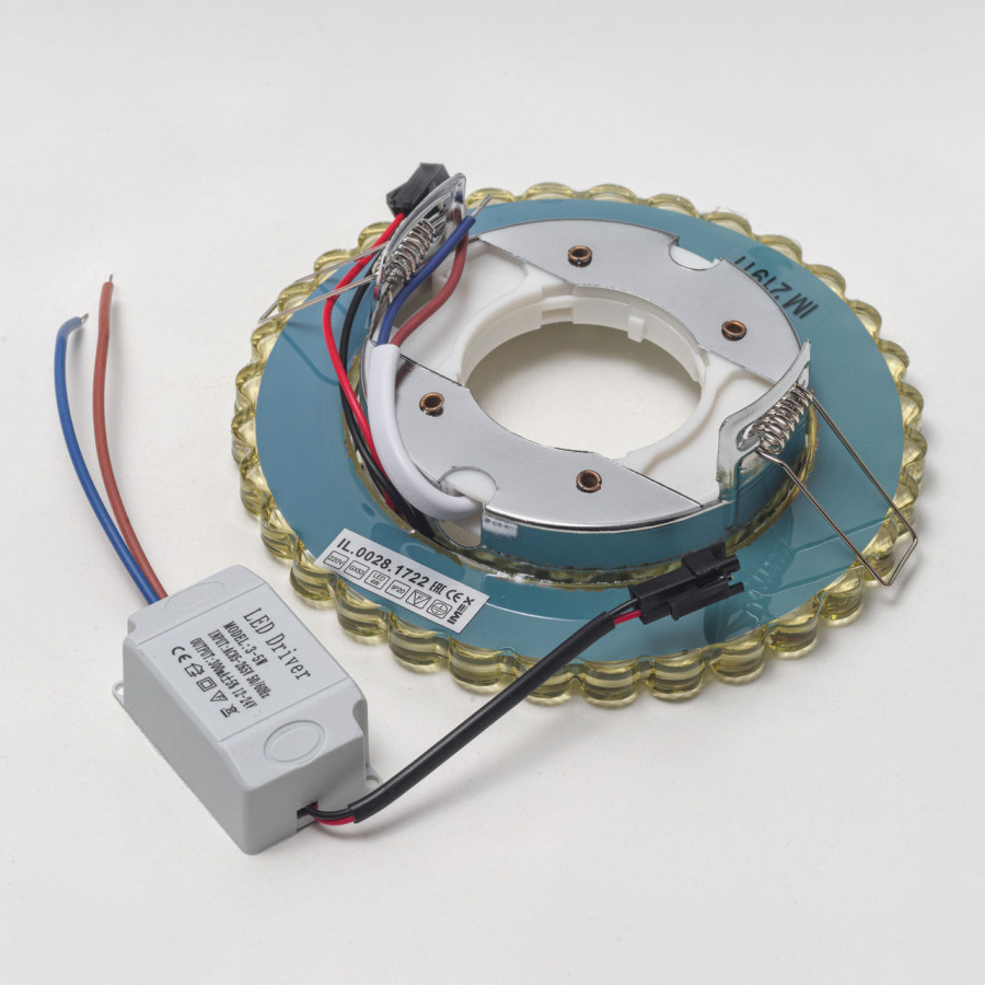 Светильник GX53+LED 4W 4000K, встраиваемый ПОЛИКРИСТАЛЛ CH/CLEAR+GRAY IL.0028.1722 IMEX