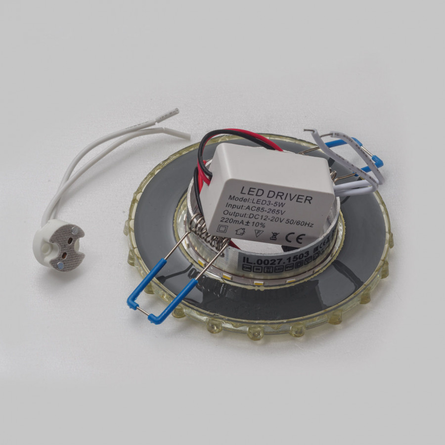 Светильник MR16+LED 3W 4000K встраиваемый ПОЛИКРИСТАЛЛ, AL/CLEAR IL.0027.1503 IMEX
