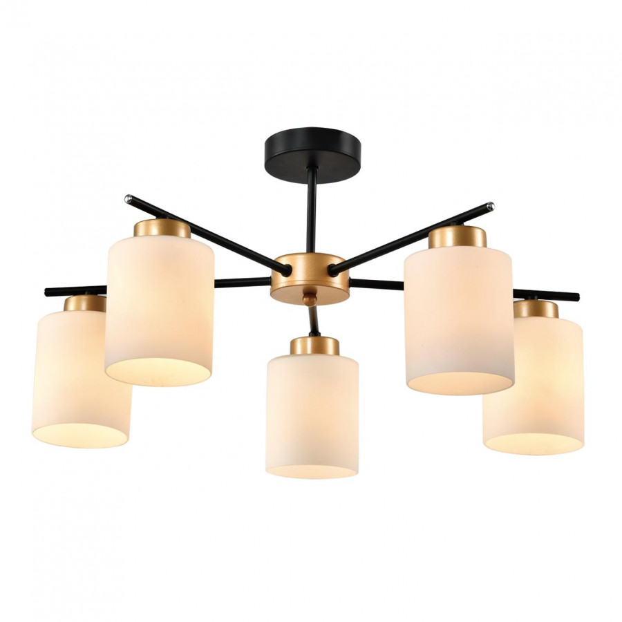 Люстра потолочная Е27 5*60W черный+матовое золото MD.22436-5-S-BK+MGD IMEX