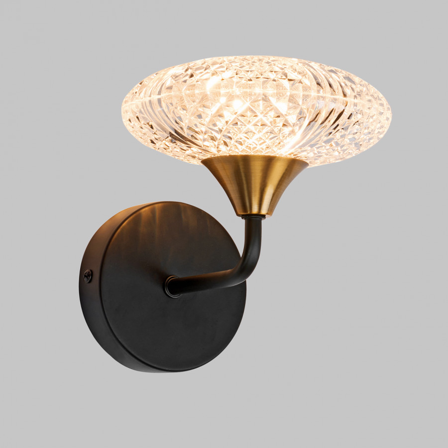 Бра настенное, 1*G9, черный+золото антик, плафон акрил MD.1232-1-W-BK+AGD IMEX