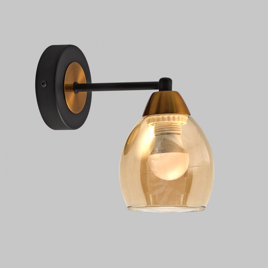 Бра настенное, 1*Е27, черный+ золотая бронза MD.8252-1-W-BK+BR IMEX