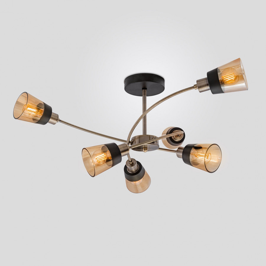 Люстра потолочная 6*60Вт E14 MD.4045-6-S AB+BK IMEX