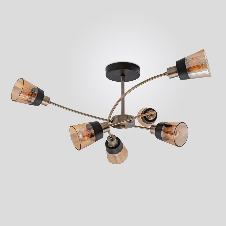 Люстра потолочная 6*60Вт E14 MD.4045-6-S AB+BK IMEX
