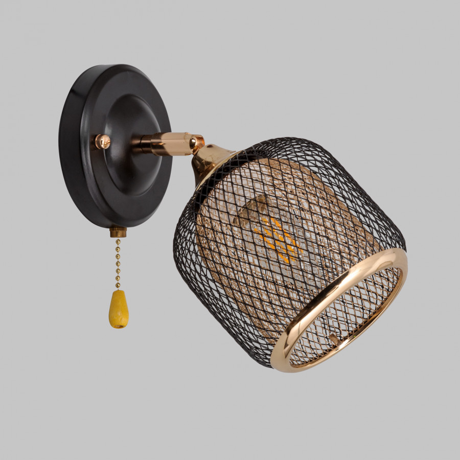Бра настенное, 1*Е27, черный+золото MD.6206-1-W-BK+FGD IMEX