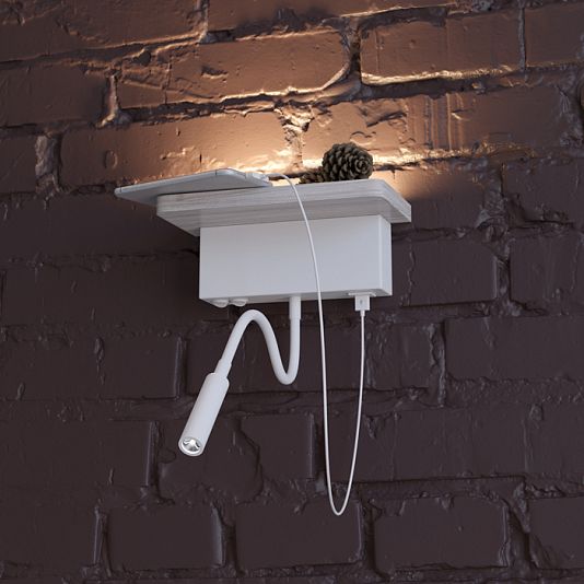 Настенный светильник-полка с подсветкой/USB ODEON LIGHT WOODY 3869/8WL Настенный светильник-полка с подсветкой/USB ODEON LIGHT WOODY 3869/8WL