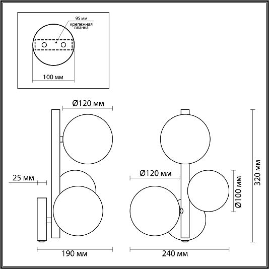 Бра с выключателем ODEON LIGHT TOVI 4818/3W Бра с выключателем ODEON LIGHT TOVI 4818/3W