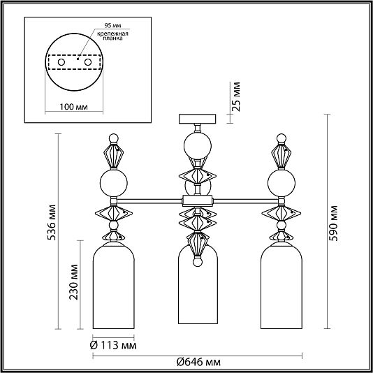 Люстра потолочная ODEON LIGHT BIZET 4855/3C Люстра потолочная ODEON LIGHT BIZET 4855/3C