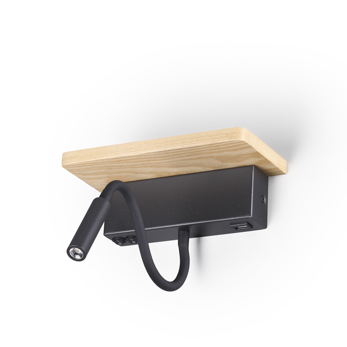 Настенный светильник-полка с подсветкой/USB ODEON LIGHT WOODY 3868/8WL
