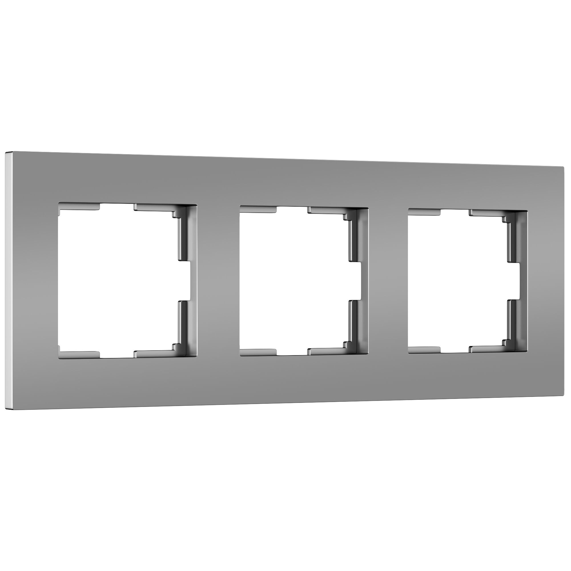 Рамка из поликарбоната на 3 поста Slab серебро софт W0032965 Werkel