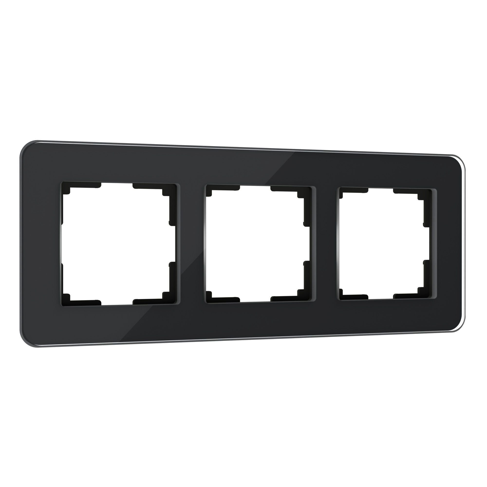 Рамка из стекла на 3 поста Elite черный W0032448 Werkel
