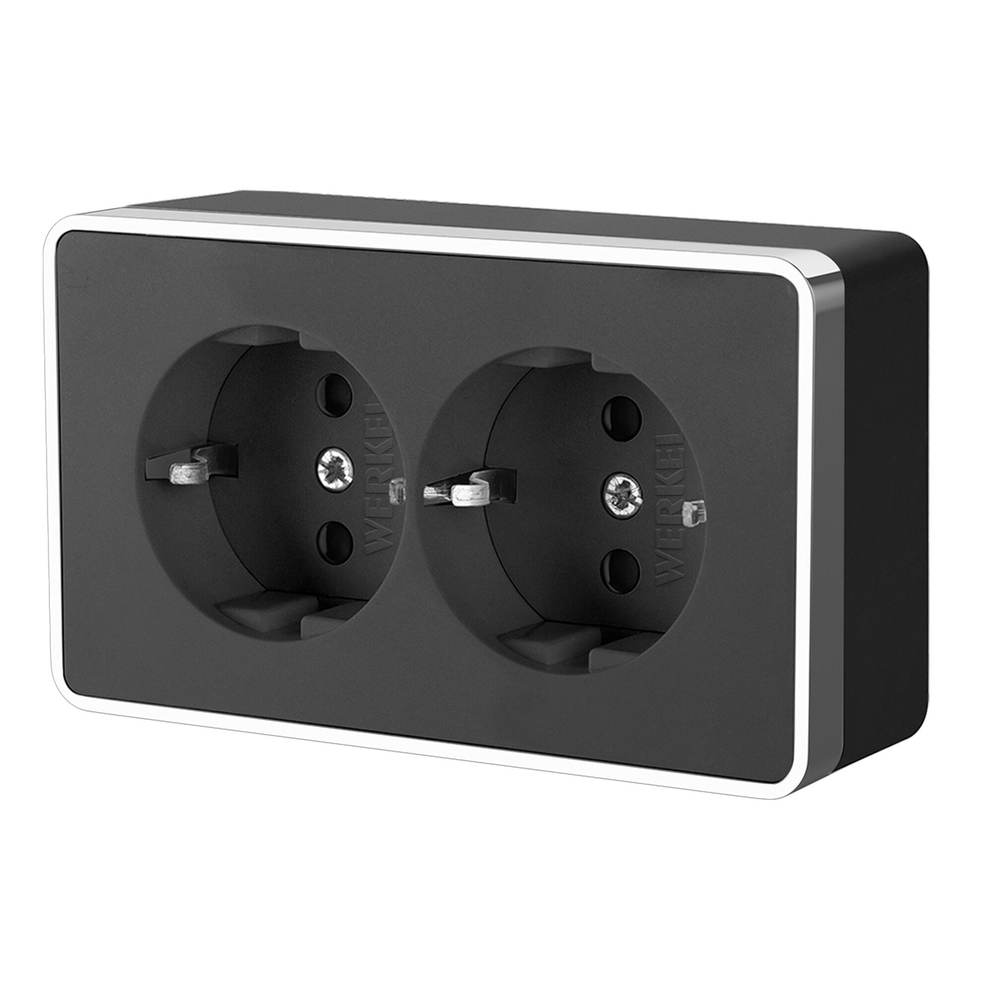 Розетка двойная с заземлением Gallant черный/хром W5072135 Werkel