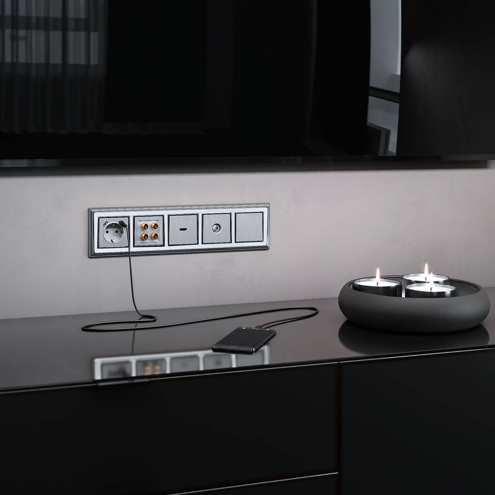 Акустическая розетка cеребряный рифленый W1185009 Werkel Акустическая розетка cеребряный рифленый W1185009 Werkel