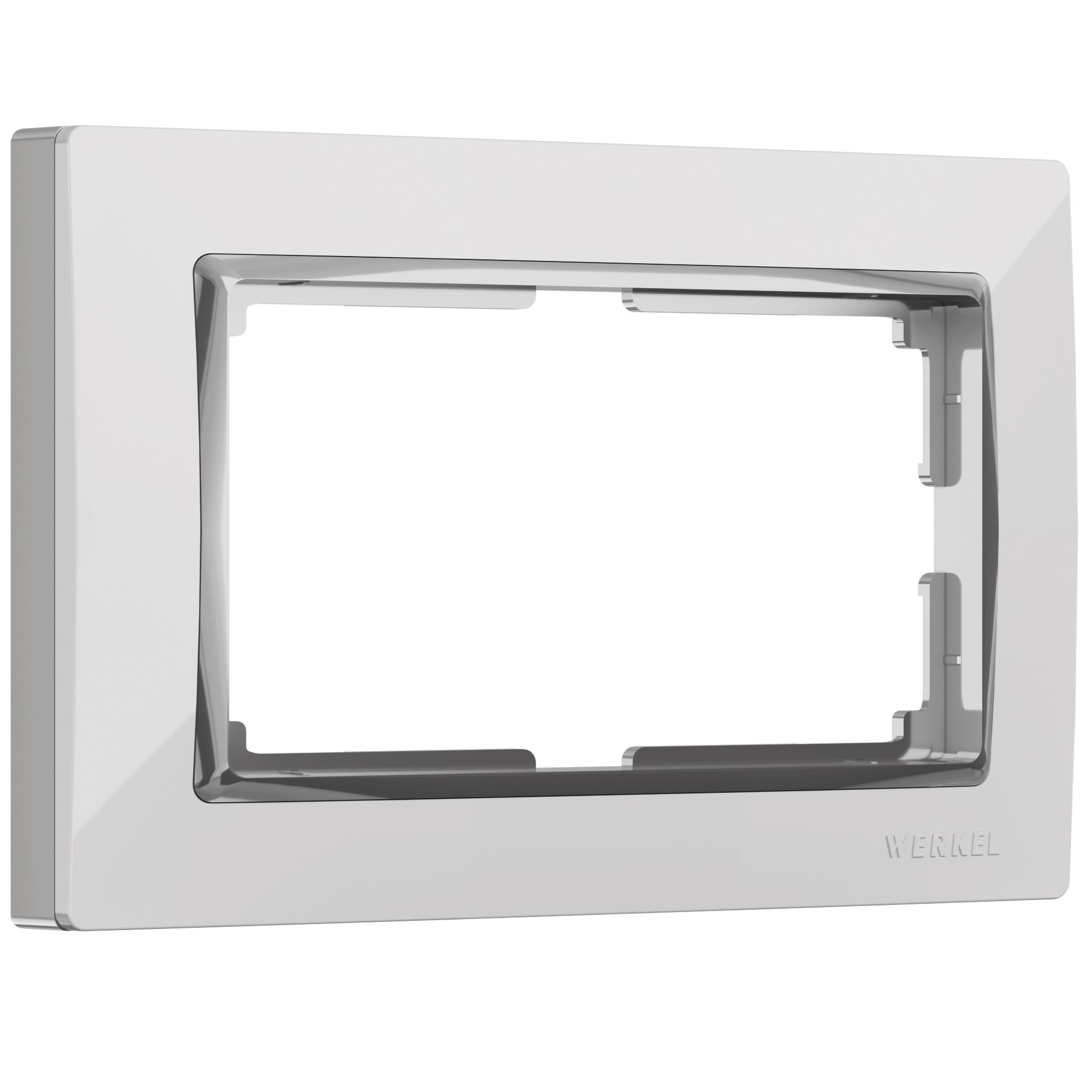 Рамка из поликарбоната для двойной розетки Snabb белый/хром W0081901 Werkel
