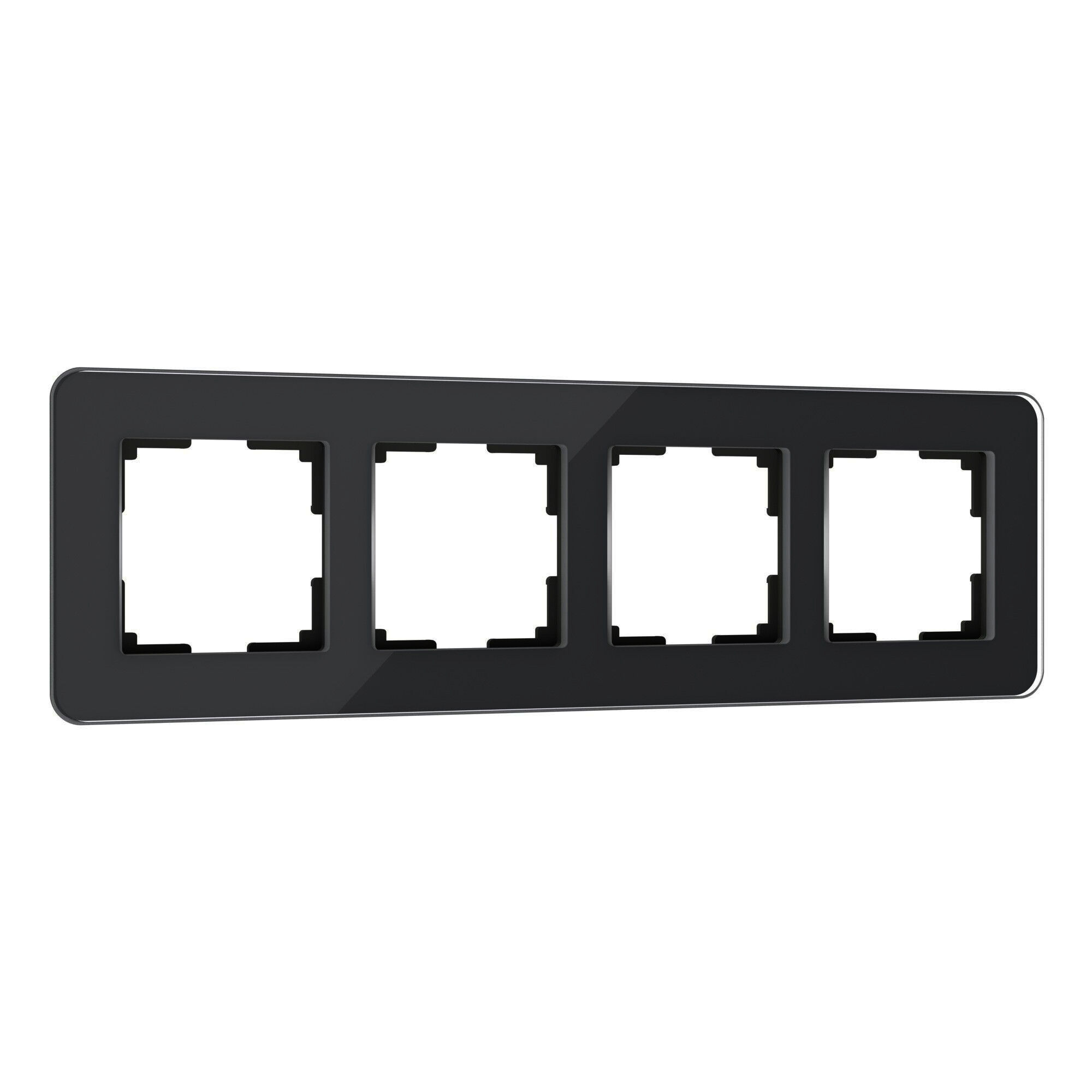 Рамка из стекла на 4 поста Elite черный W0042448 Werkel