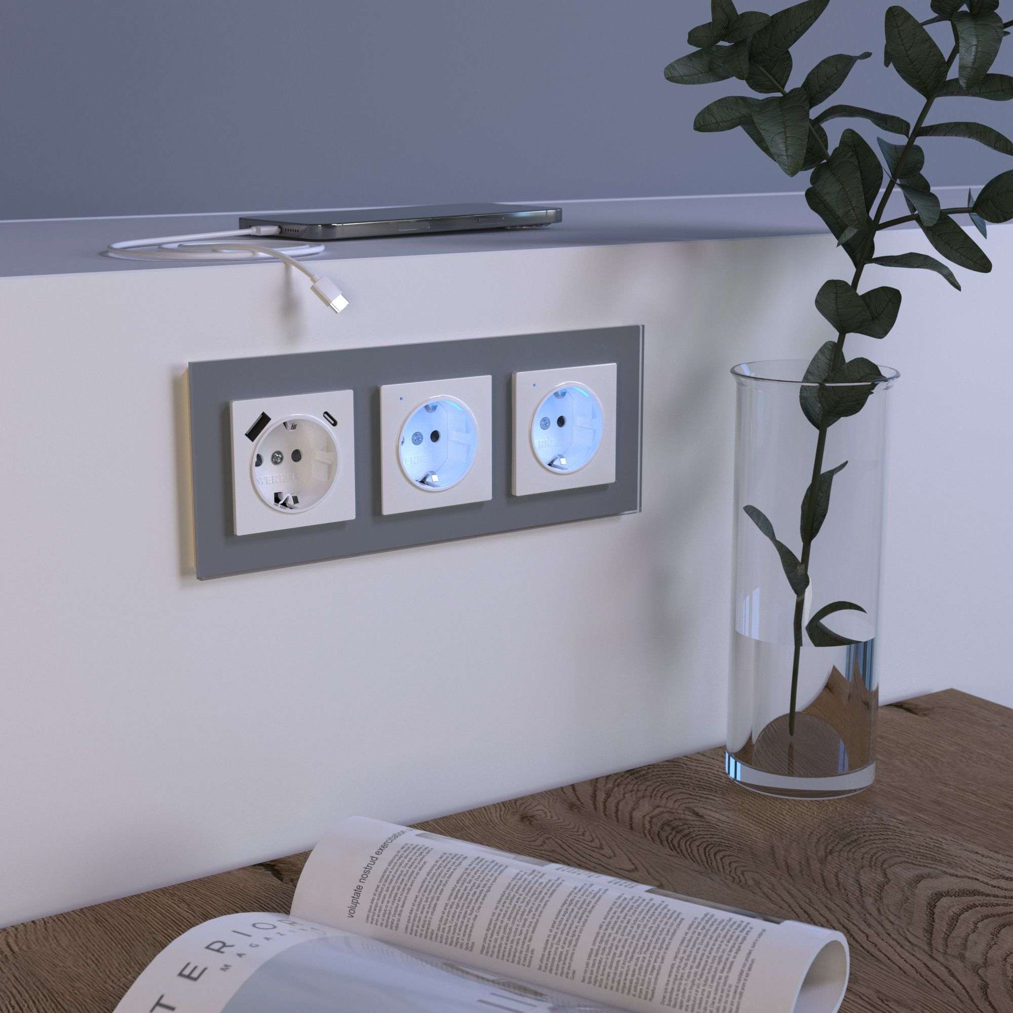 Розетка с заземлением, шторками и USB тип A+C белый W1171701 Werkel Розетка с заземлением, шторками и USB тип A+C белый W1171701 Werkel