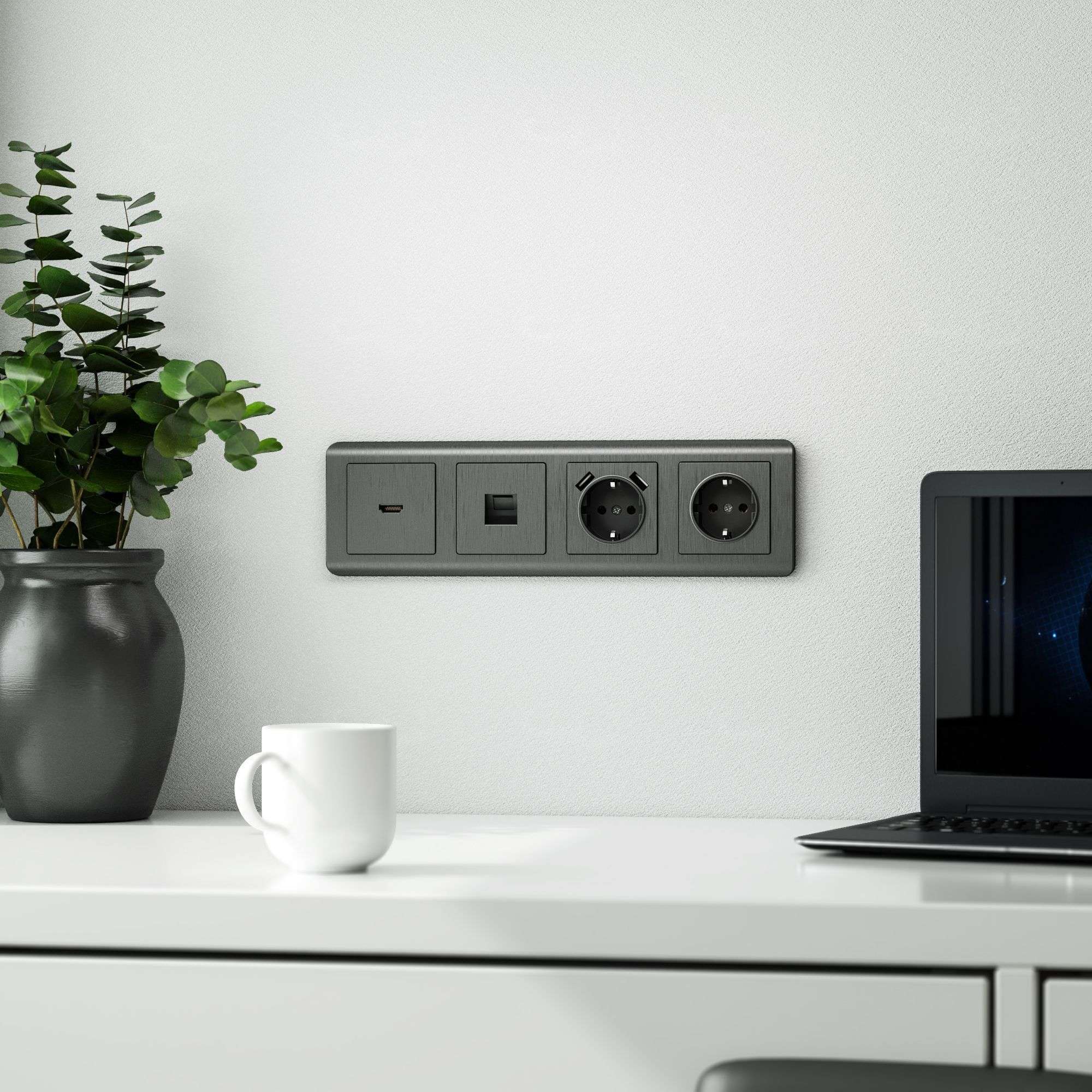 Накладка для розетки USB графит рифленый W1179504 Werkel Накладка для розетки USB графит рифленый W1179504 Werkel