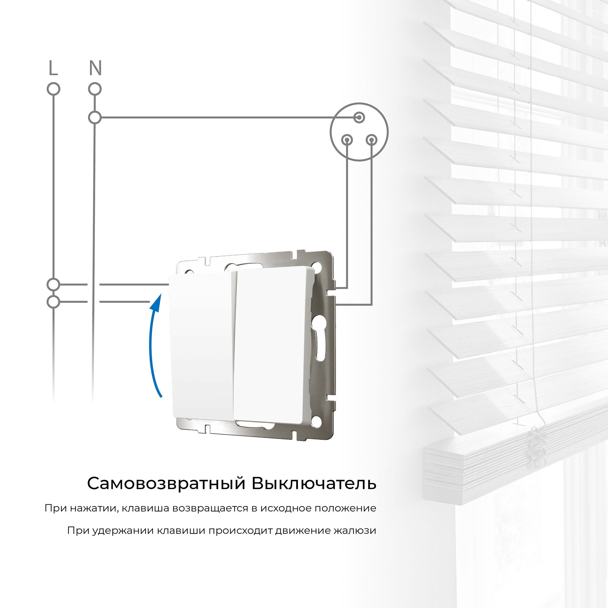 Выключатель двухклавишный с самовозвратом белый матовый W1122461 Werkel Выключатель двухклавишный с самовозвратом белый матовый W1122461 Werkel