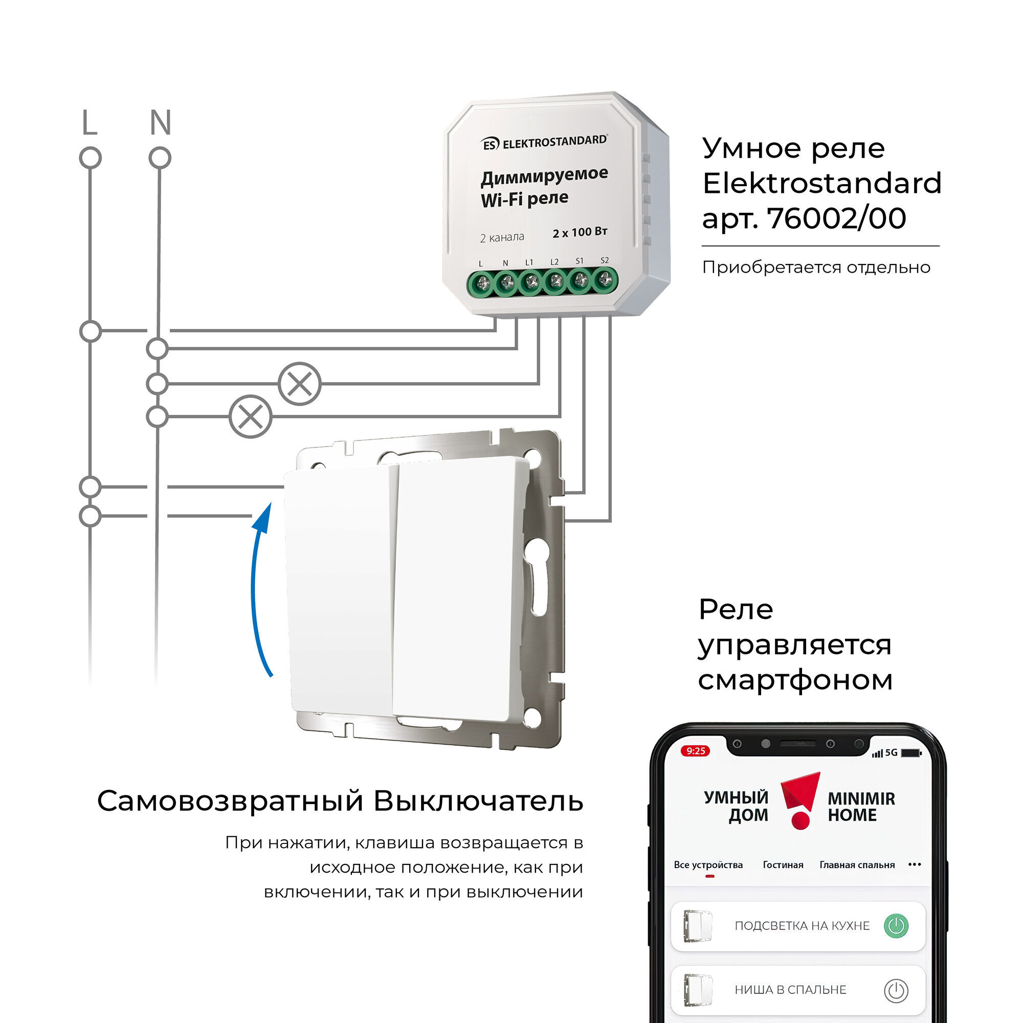 Выключатель двухклавишный с самовозвратом белый матовый W1122461 Werkel Выключатель двухклавишный с самовозвратом белый матовый W1122461 Werkel