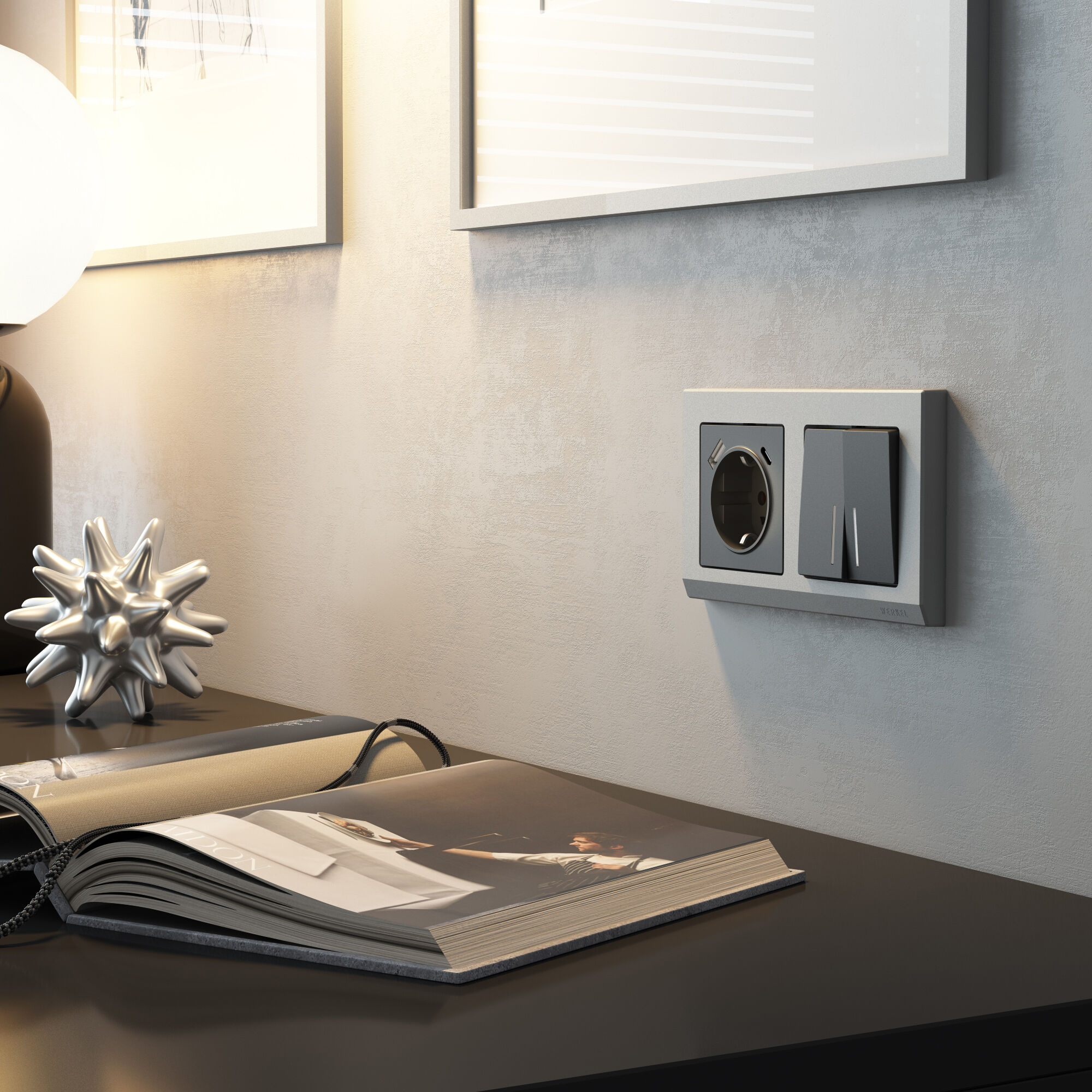 Розетка с заземлением, шторками и USB тип A+C графит матовый W1171764 Werkel Розетка с заземлением, шторками и USB тип A+C графит матовый W1171764 Werkel