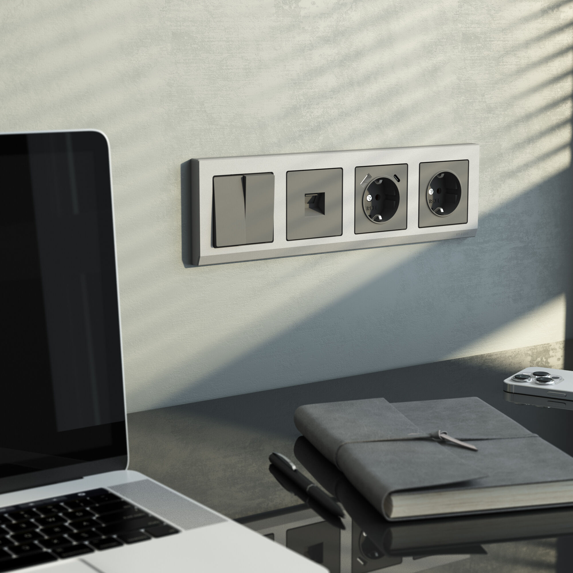 Розетка с заземлением, шторками и USB тип A+C графит матовый W1171764 Werkel Розетка с заземлением, шторками и USB тип A+C графит матовый W1171764 Werkel