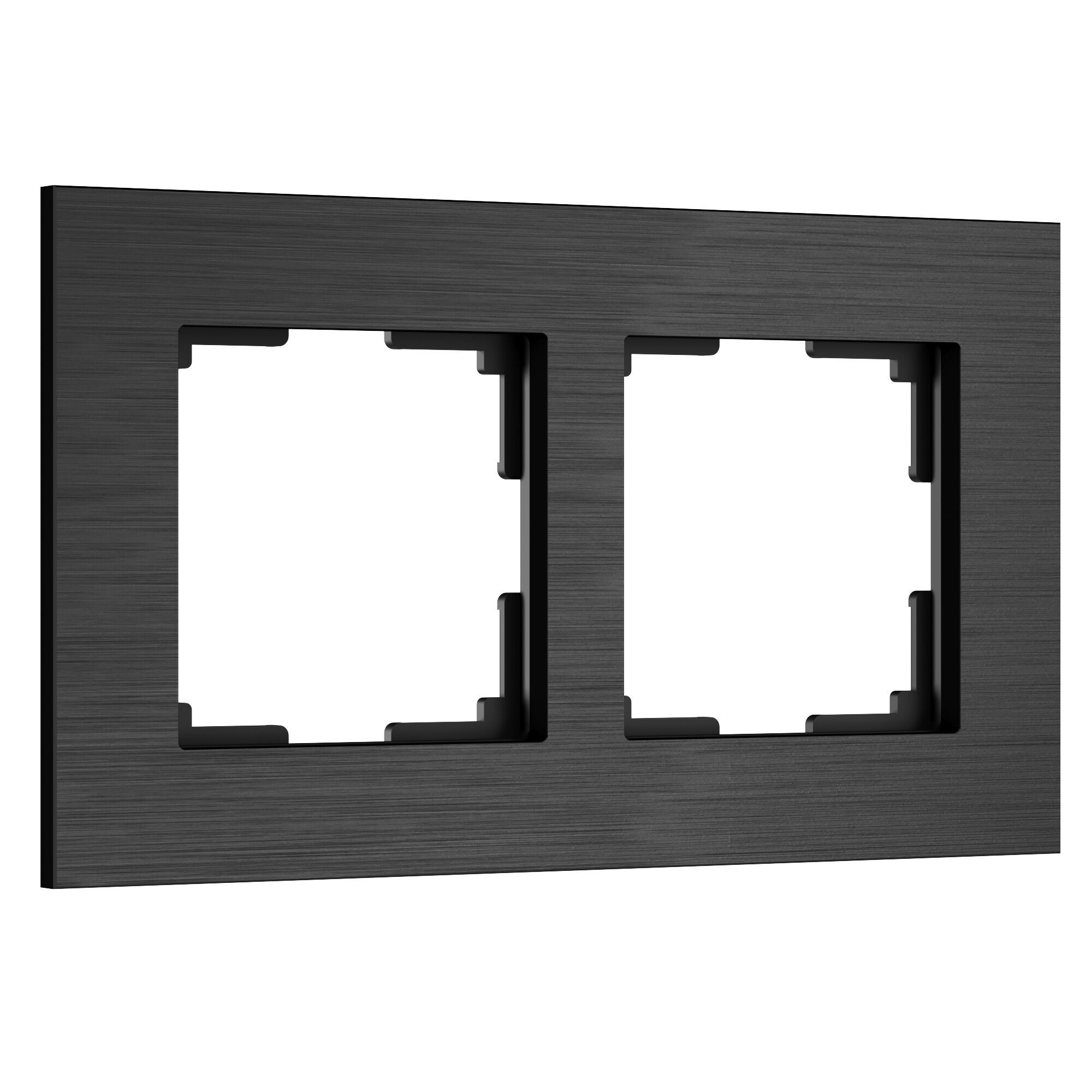 Рамка из металла на 2 поста АluMax черный алюминий W0023508 Werkel