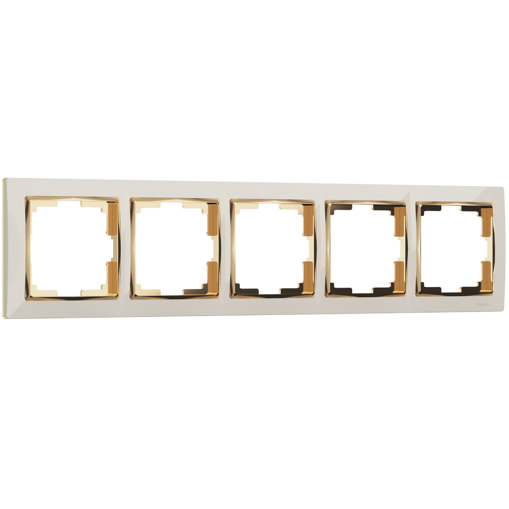 Рамка из пластика на 5 постов Snabb слоновая кость/золото WL03-Frame-05-ivory-GD Werkel