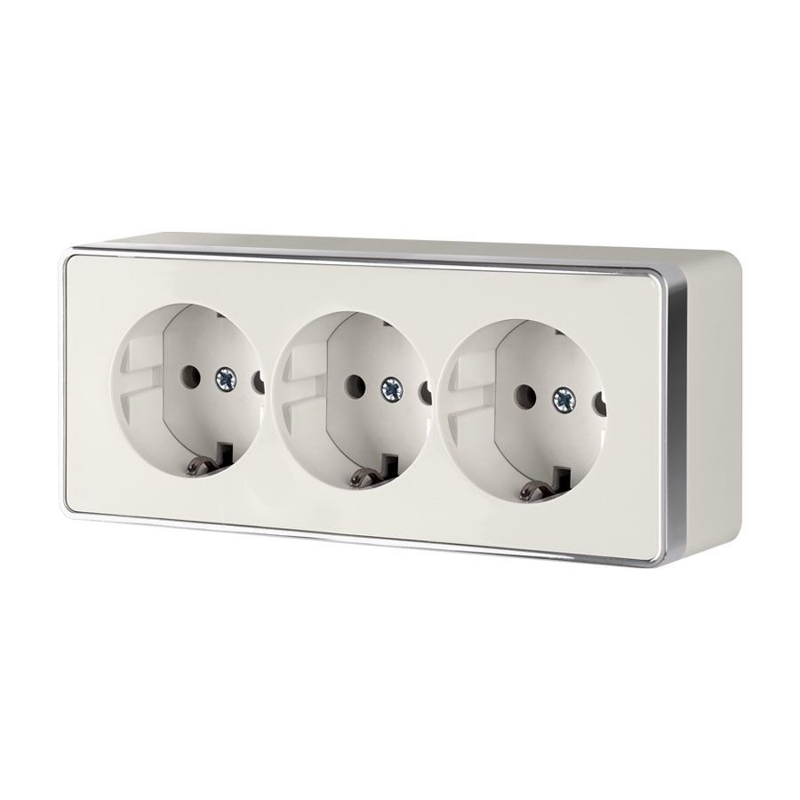 Розетка тройная с заземлением и шторками Gallant слоновая кость W5073103 Werkel