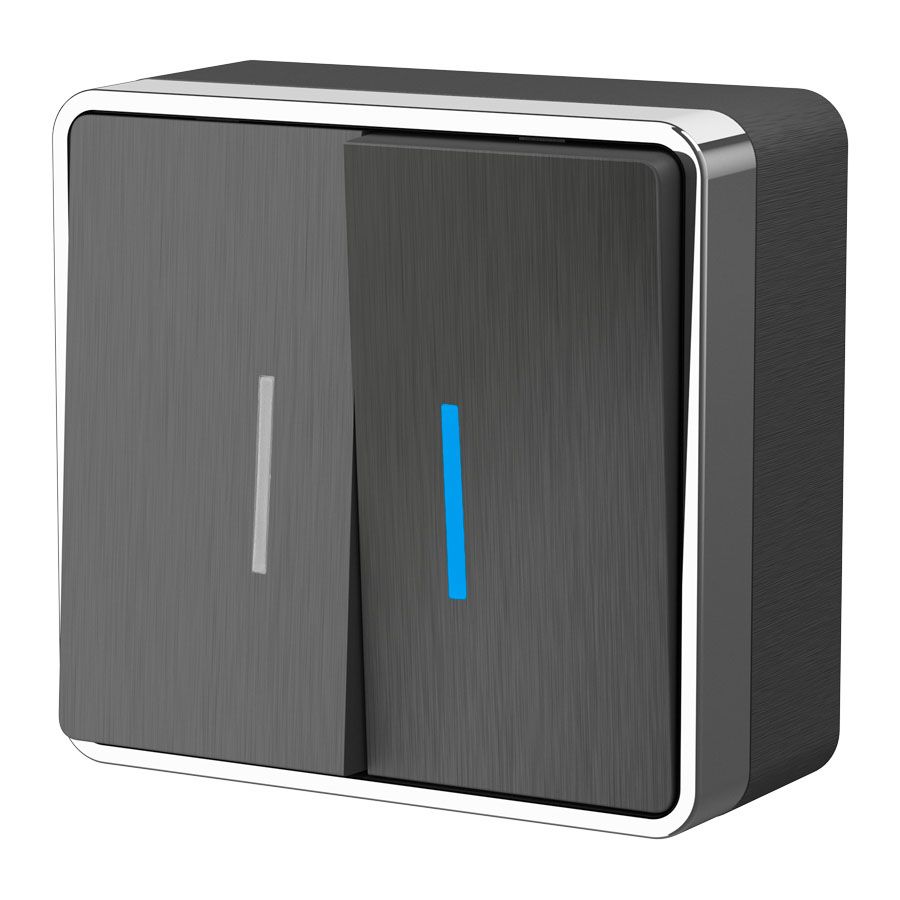 Выключатель двухклавишный с подсветкой Gallant графит рифленый W5020104 Werkel