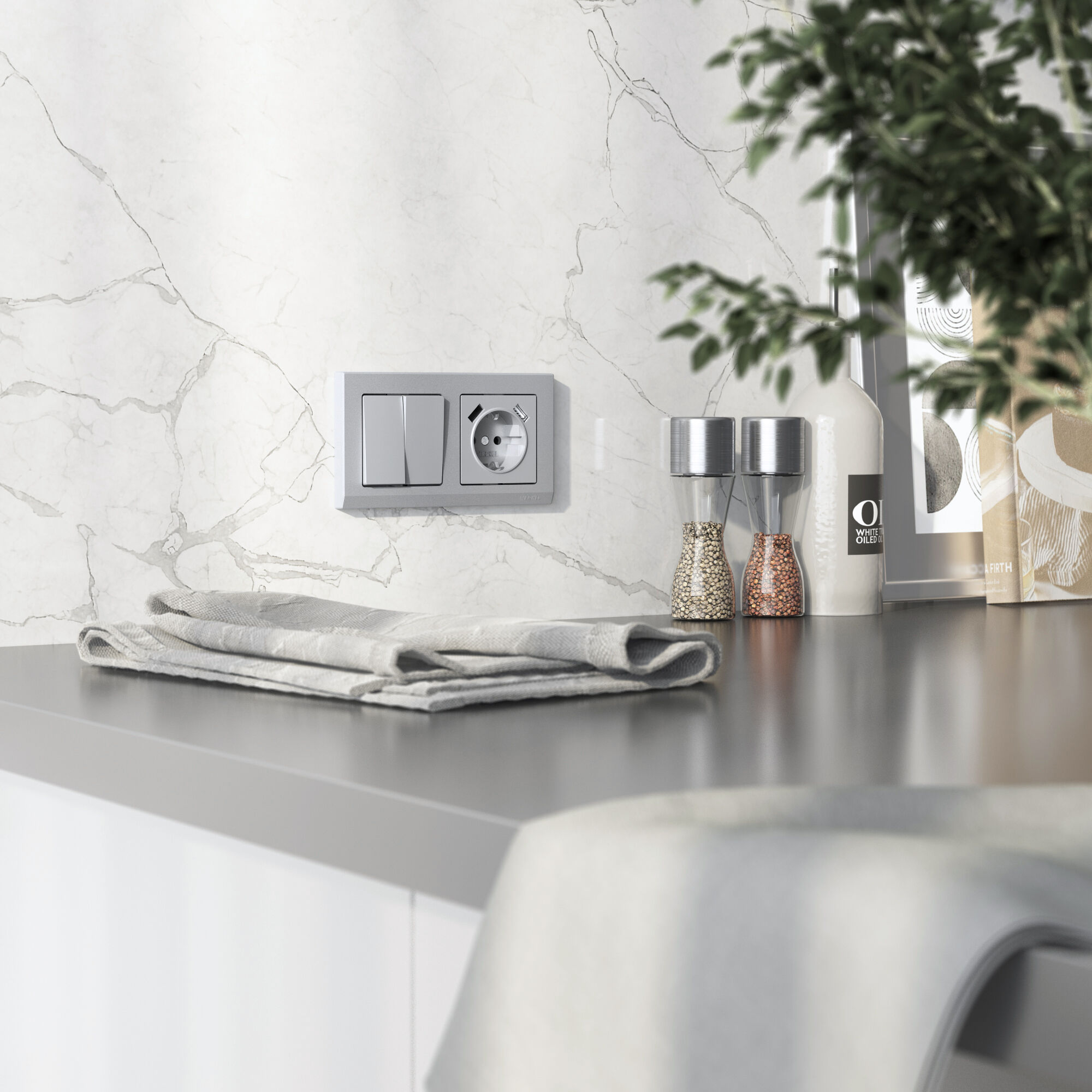 Накладка для розетки USB серебряный матовый W1179565 Werkel Накладка для розетки USB серебряный матовый W1179565 Werkel