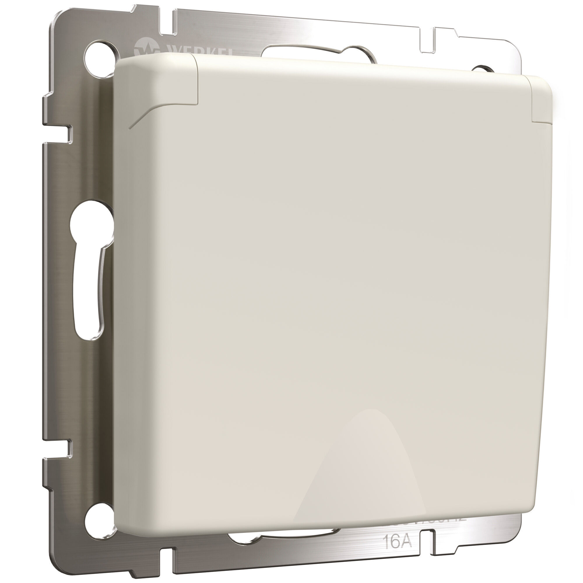 Розетка с заземлением и шторками c крышкой IP44 айвори матовый W1171262 Werkel