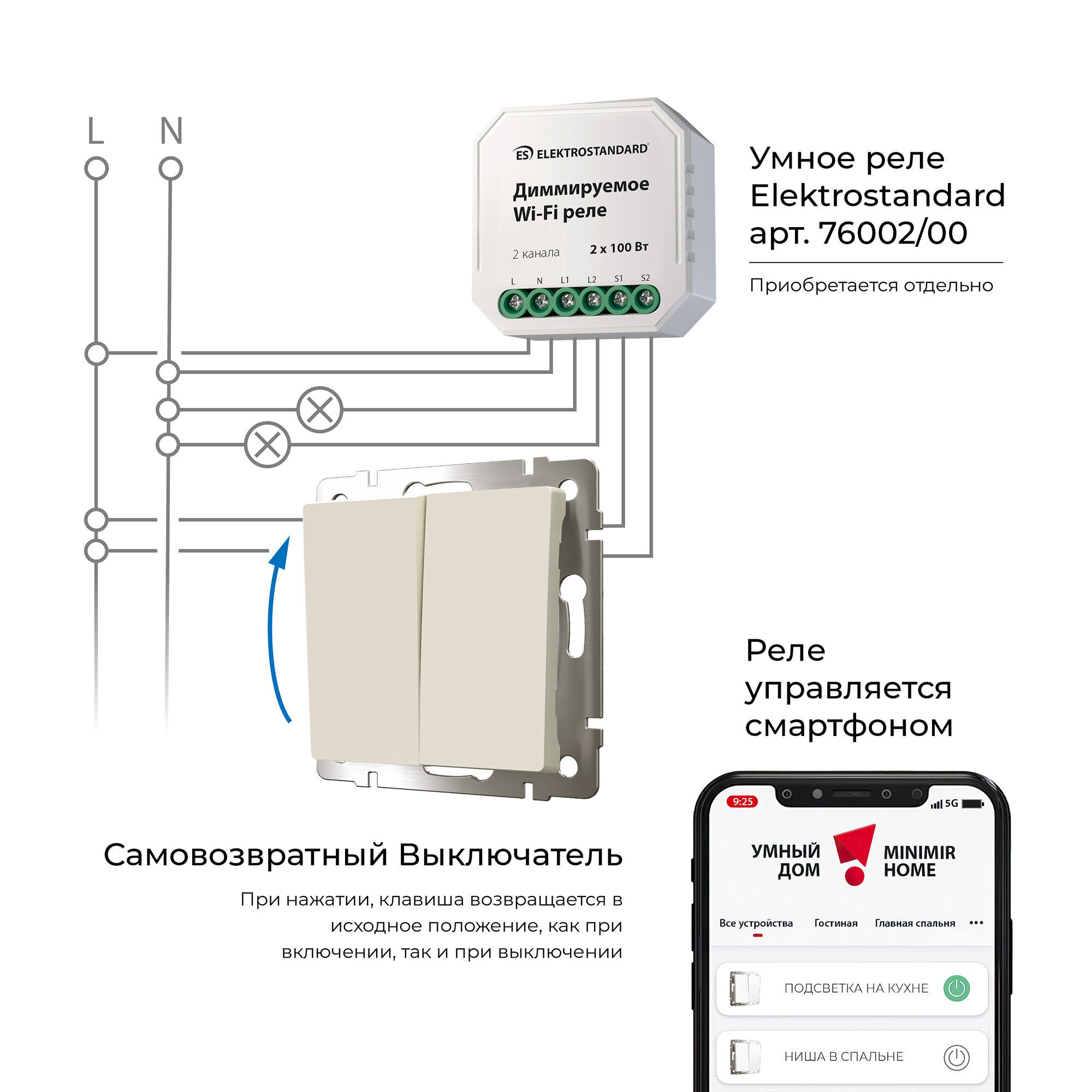 Выключатель двухклавишный с самовозвратом айвори матовый W1122462 Werkel Выключатель двухклавишный с самовозвратом айвори матовый W1122462 Werkel