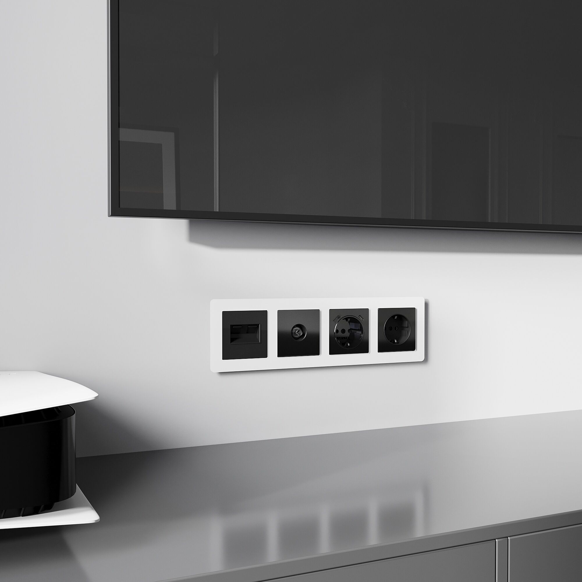 Накладка для двойной розетки Еthernet RJ-45 черный акрил W1191148 Werkel Накладка для двойной розетки Еthernet RJ-45 черный акрил W1191148 Werkel
