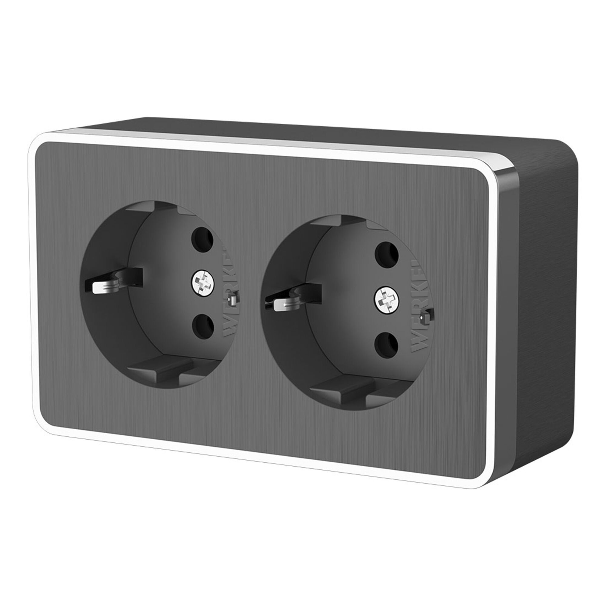 Розетка двойная с заземлением Gallant графит рифленый W5072104 Werkel