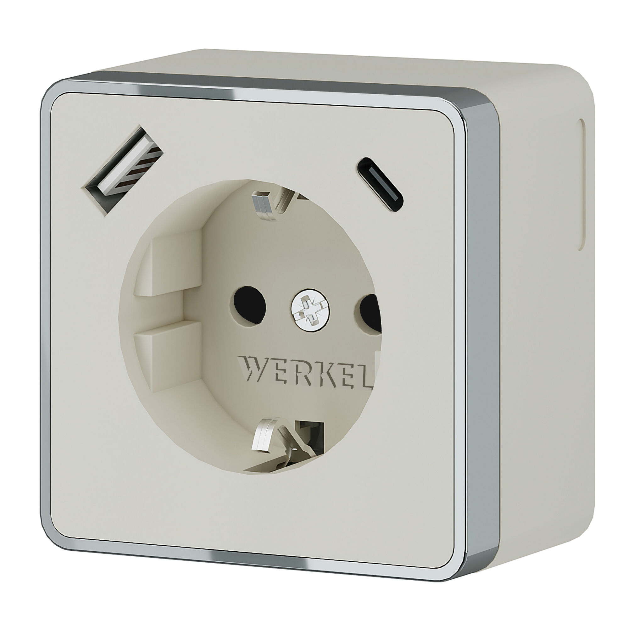 Розетка с заземлением, шторками и USB тип A+C Gallant слоновая кость W5071703 Werkel