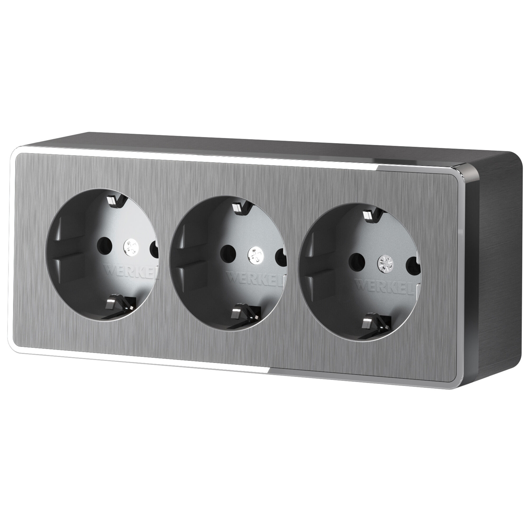 Розетка тройная с заземлением и шторками Gallant графит рифленый W5073104 Werkel