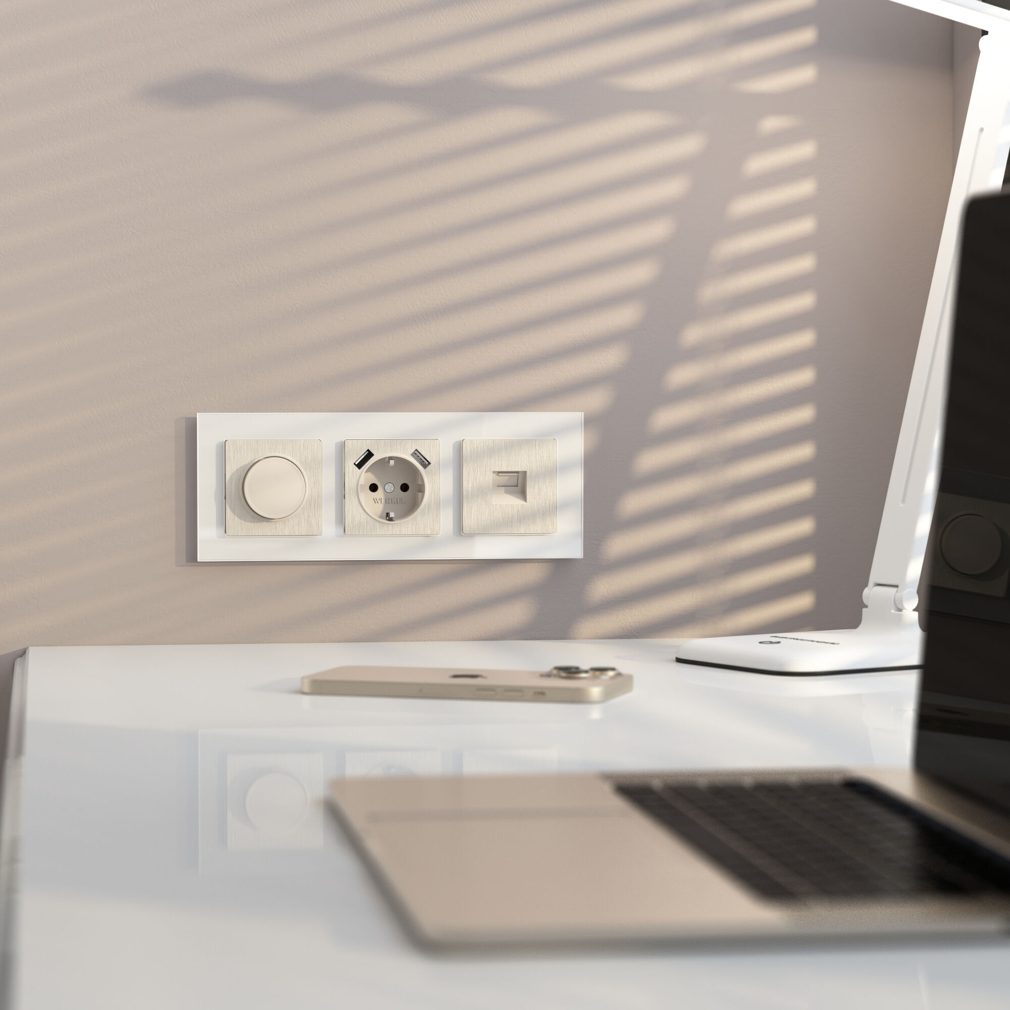 Телефонная розетка RJ-11 перламутровый рифленый W1182013 Werkel Телефонная розетка RJ-11 перламутровый рифленый W1182013 Werkel