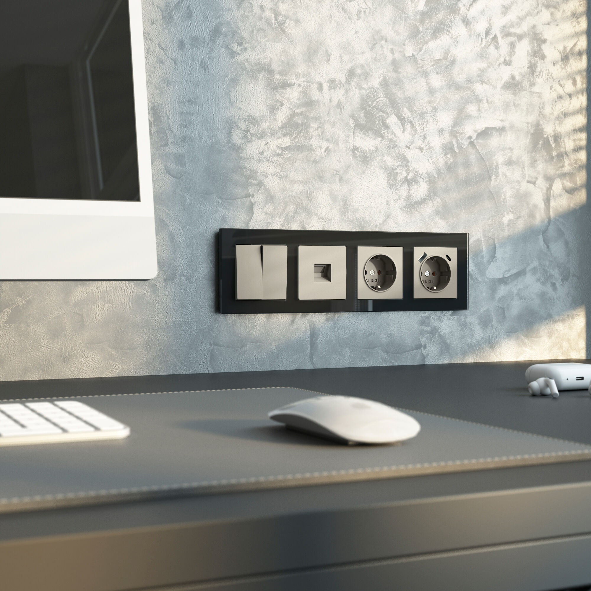 Розетка с заземлением, шторками и USB тип A+C (дымчатый) W1271704 Werkel Розетка с заземлением, шторками и USB тип A+C (дымчатый) W1271704 Werkel